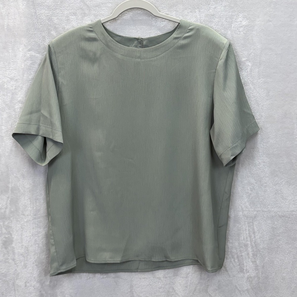 Ship 'n Shore Blouse Womens 16 Sage Green Short Sleeve Keyhole Polyester Relaxed